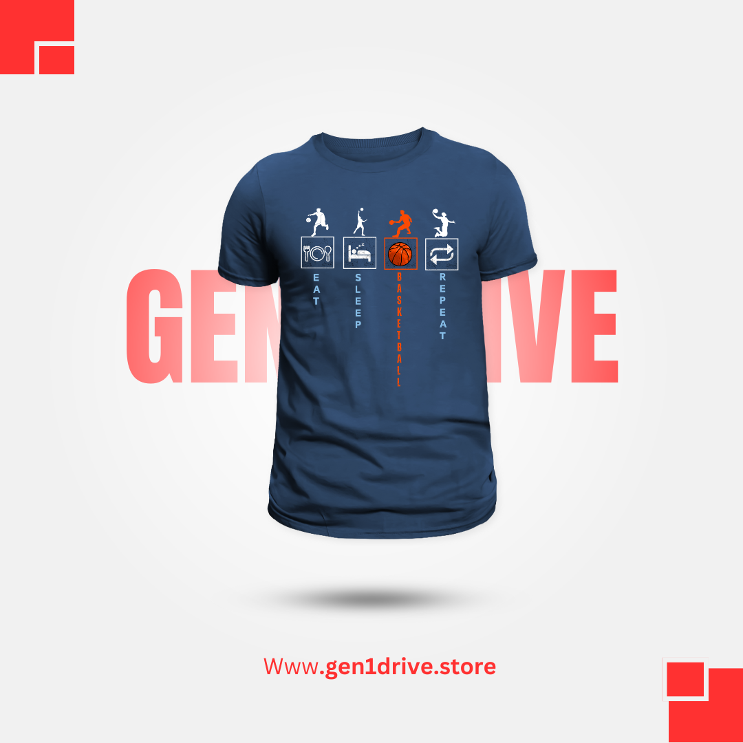 "Eat Sleep Basketball Repeat" Graphic Tee – Black Edition